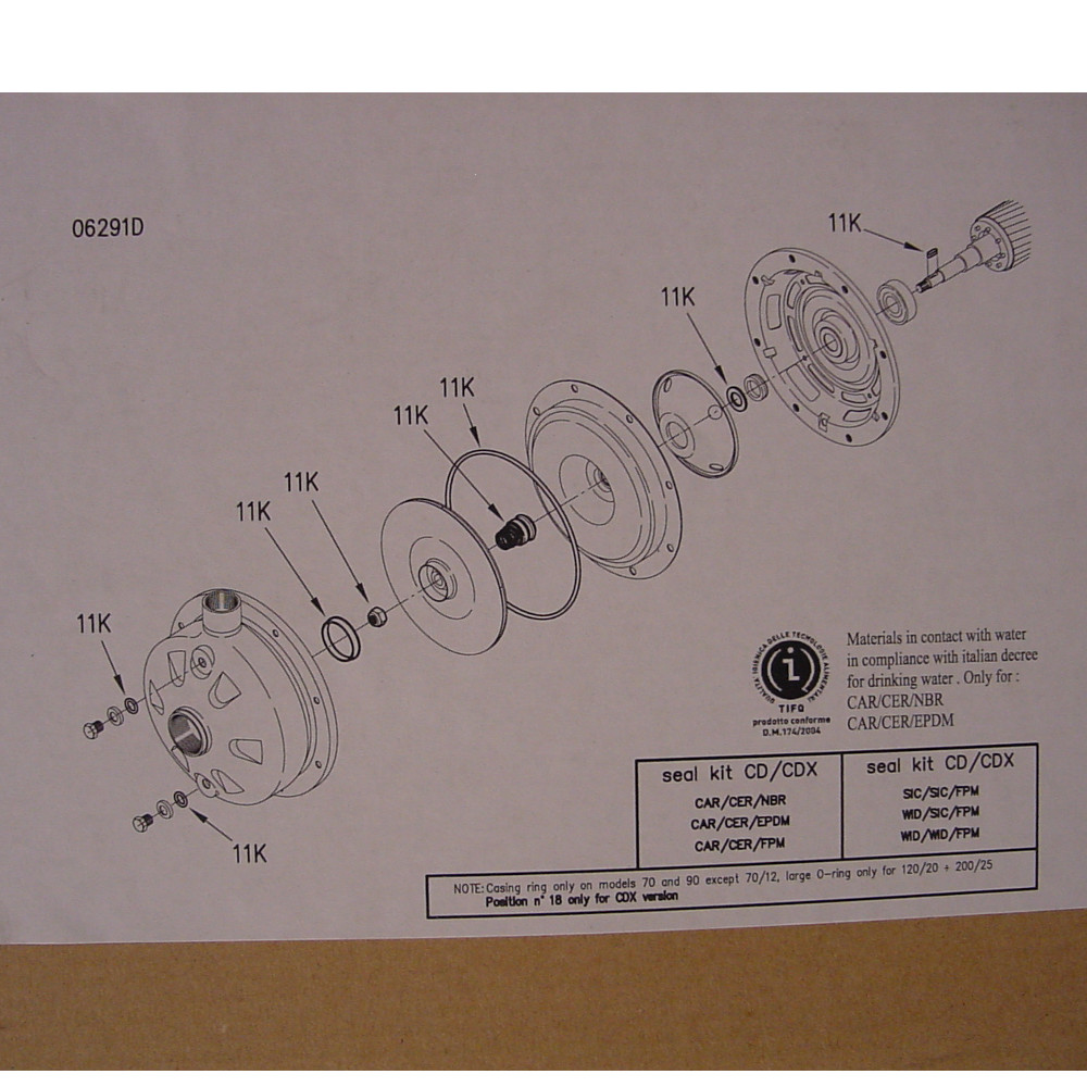 Ebara Sealkit CDX kool keramiek NBR