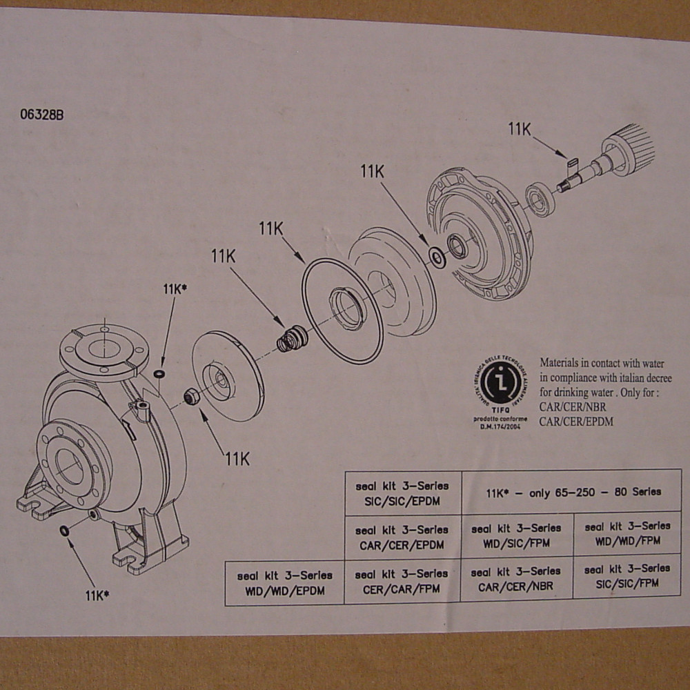 Sealkit Ebara 3D/MDseries 22mm Kool-Keramiek-NBR