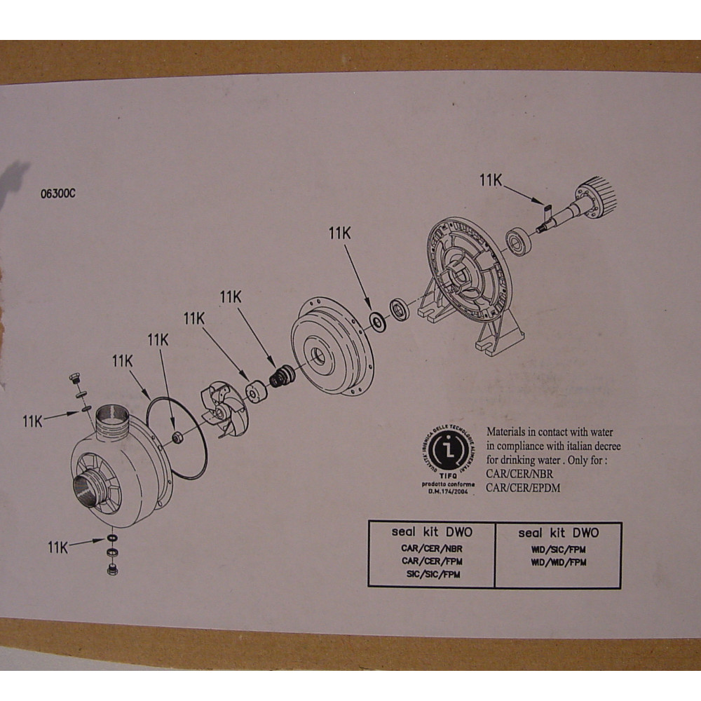 Sealkit Ebara DWO serie Kool Keramiek-Viton
