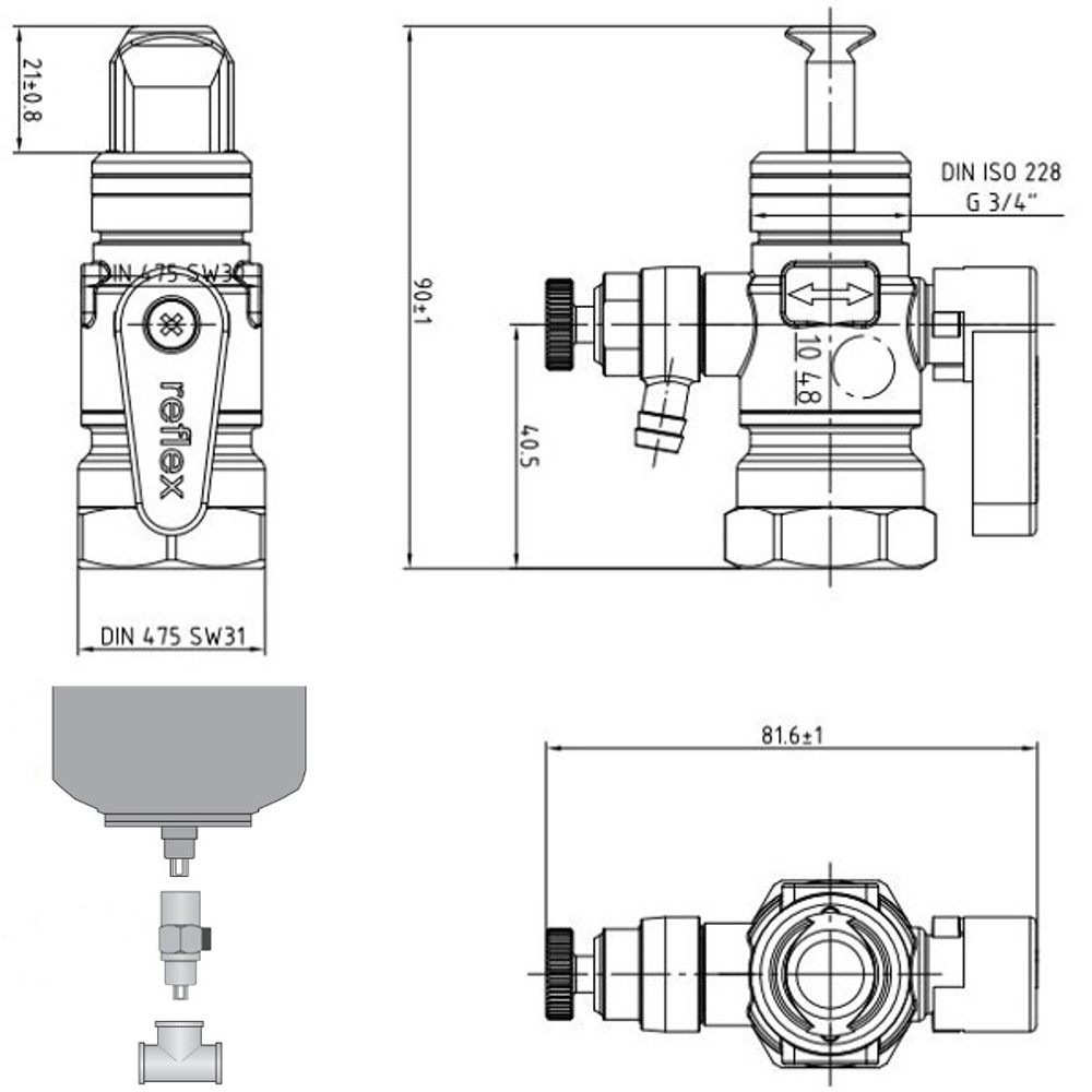 Reflex FLowjet ¾" doorstroom armatuur