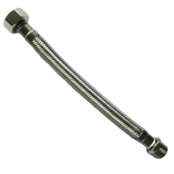 RVS AISI304 omvlechte slang met rechte wartel 3/4" 40cm